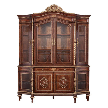 Display Cabinet British Royal Antique Luxury Dining Room Furniture Wooden Glass Display Cabinet