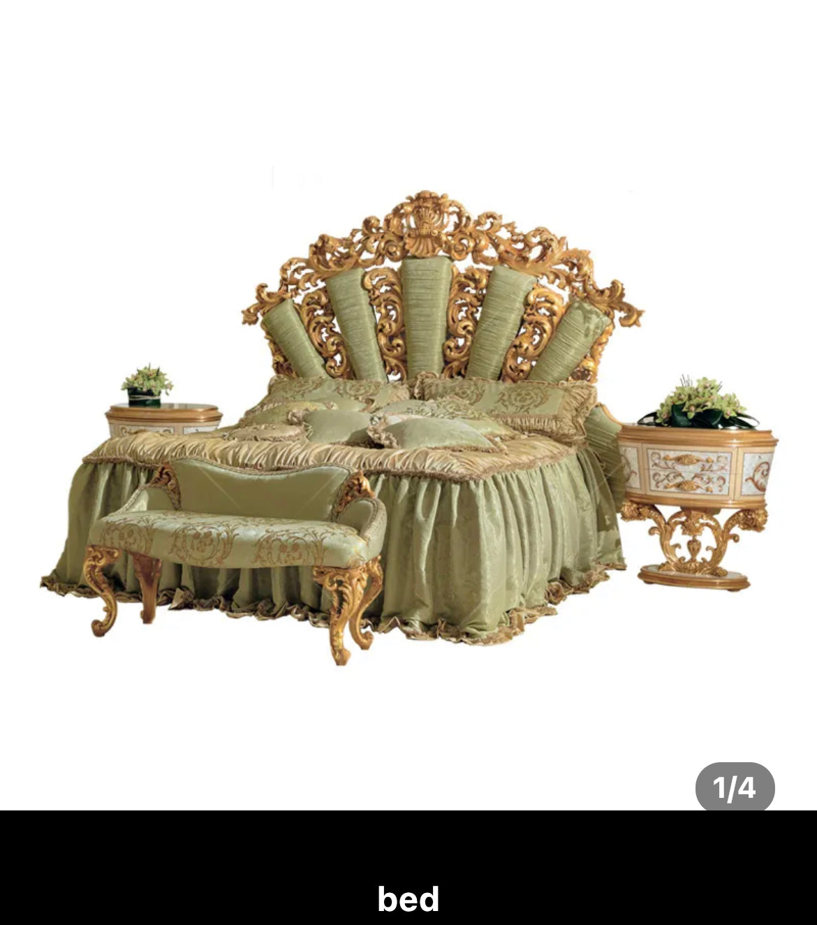 Bedroom Set Italian Hand Made Rococo Heavy Carved Luxury Design Bedroom Furniture Set