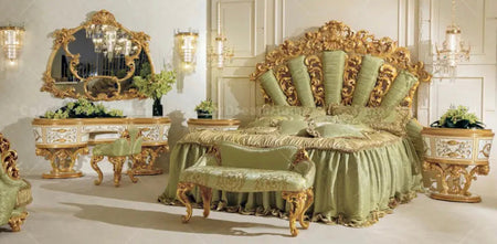 Bedroom Set Italian Hand Made Rococo Heavy Carved Luxury Design Bedroom Furniture Set