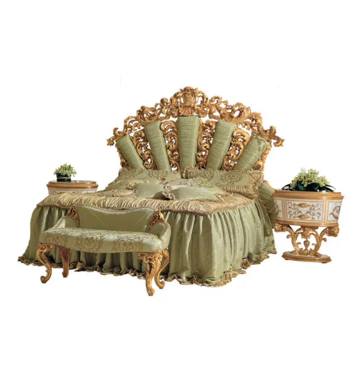 Bedroom Set Italian Hand Made Rococo Heavy Carved Luxury Design Bedroom Furniture Set