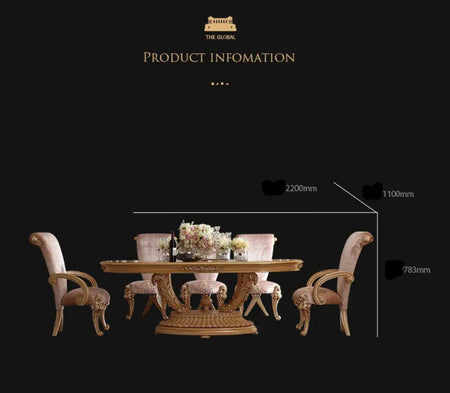 Dining Room Furniture Luxury Italian Classical Baroque Solid Wood Dining Table Set