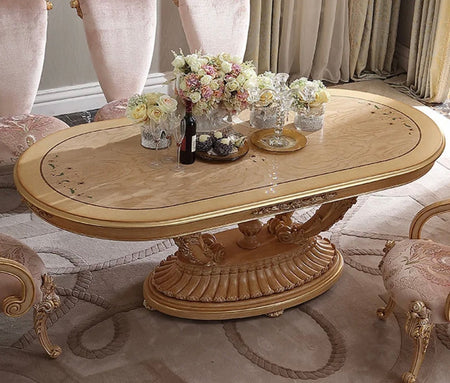 Dining Room Furniture Luxury Italian Classical Baroque Solid Wood Dining Table Set