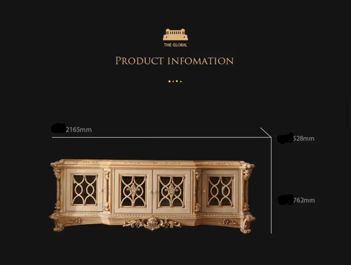 TV Lowboards Italian Luxury Solid Wood Hand Carved Baroque Style Cabinet Living Room Furniture Design