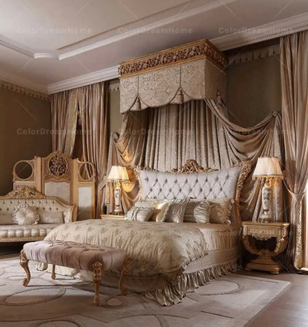 Bedroom Set Italian Court Solid Wood Carving Luxury Bedroom Set Baroque Design Furniture