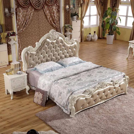 Double Bed Baroque Style King Size Carved Royal Italian Luxury Bed Bedroom Furniture