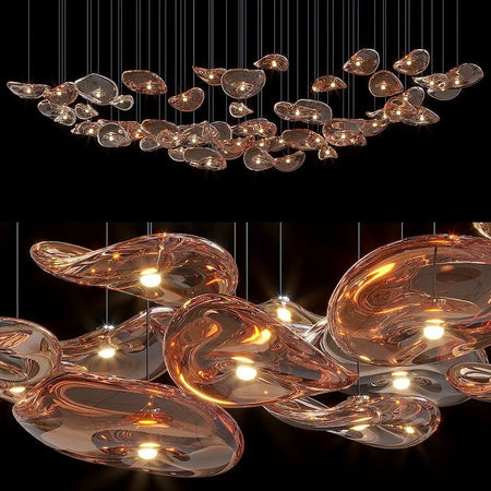 Modern Chandelier Champagne Gold Glass E14 Bulb Hotel, Home, Hall, Stairs Living, Dining Room Lights