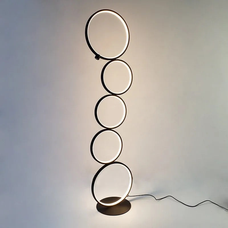 Modern Floor Lamp Five Circles Rings Touch Dimming Living Room, Bedroom Lights