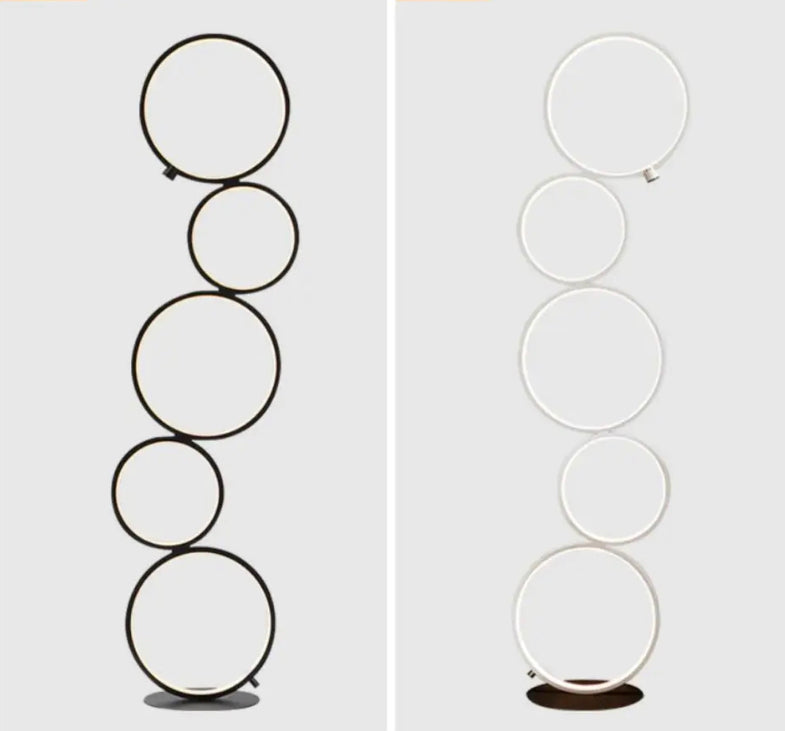 Modern Floor Lamp Five Circles Rings Touch Dimming Living Room, Bedroom Lights