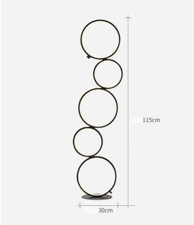 Modern Floor Lamp Five Circles Rings Touch Dimming Living Room, Bedroom Lights