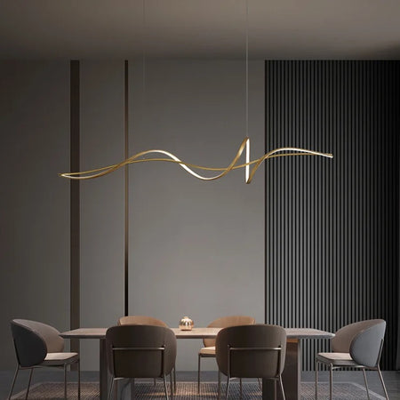 Modern Pendant Light Linear Ring Aluminum Living, Dining Room Lights