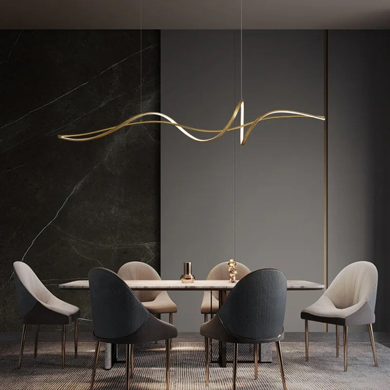 Modern Pendant Light Linear Ring Aluminum Living, Dining Room Lights