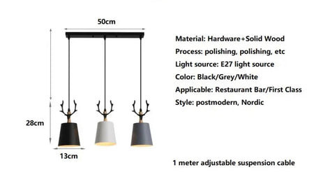 Modern Pendant Light Iron Art Three Bulbs Home, Bar, Living, Dining Room Lights