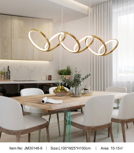 Chandelier Designer Large 6 Rings Luxury Acrylic Pendant Light Dining Room Lights