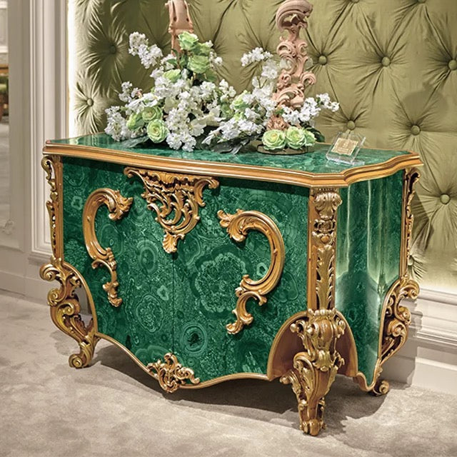 Cabinet Baroque Console With 24 K Gold Leafs Living Room Hand Made Antique Luxury Console