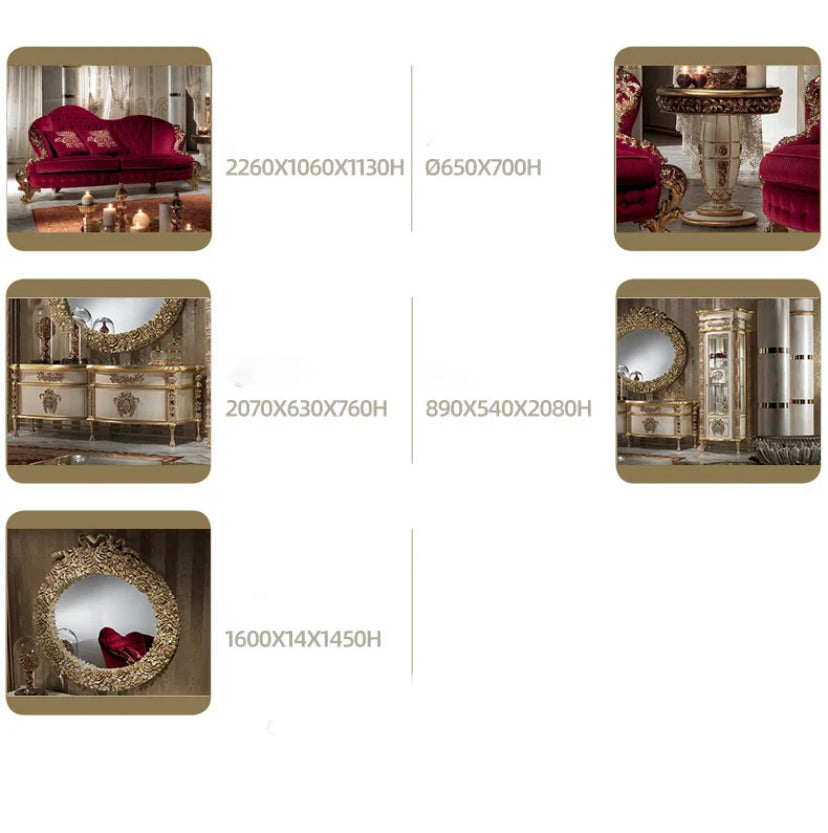 3 Seater Sofa Luxury Classic Baroque Red Velvet Salon Sofa