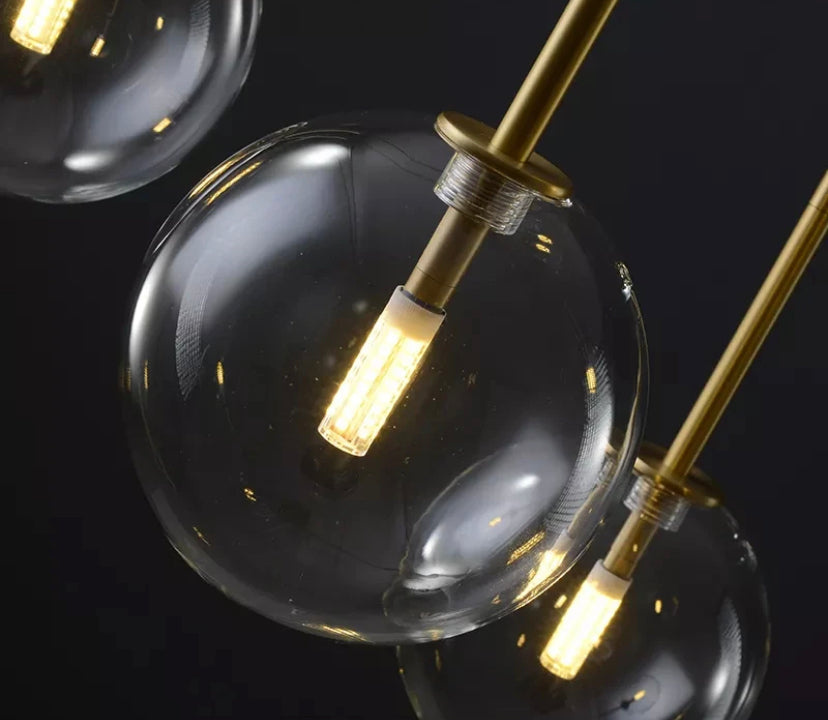 Modern Pendant Light Brass Round Glass Bedroom Chandelier Luxury Home, Living, Dining Room Lights