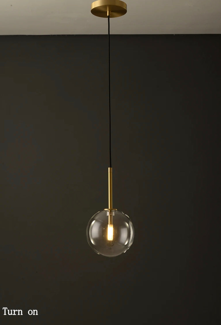 Modern Pendant Light Brass Round Glass Bedroom Chandelier Luxury Home, Living, Dining Room Lights