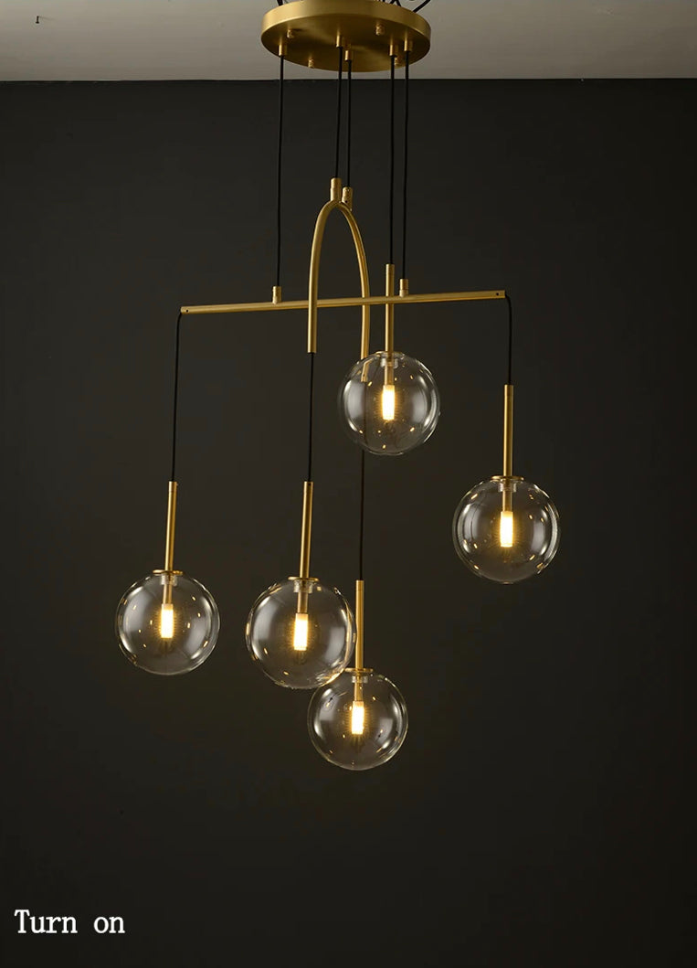 Modern Pendant Light Brass Round Glass Bedroom Chandelier Luxury Home, Living, Dining Room Lights