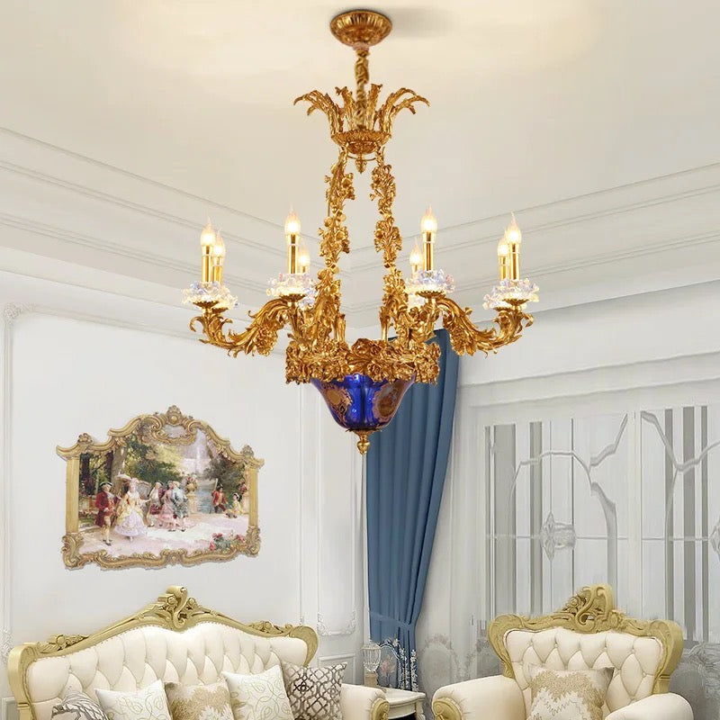 French Design Antique Chandelier Living Room Hallway Brass Luxury Ceiling Chandelier