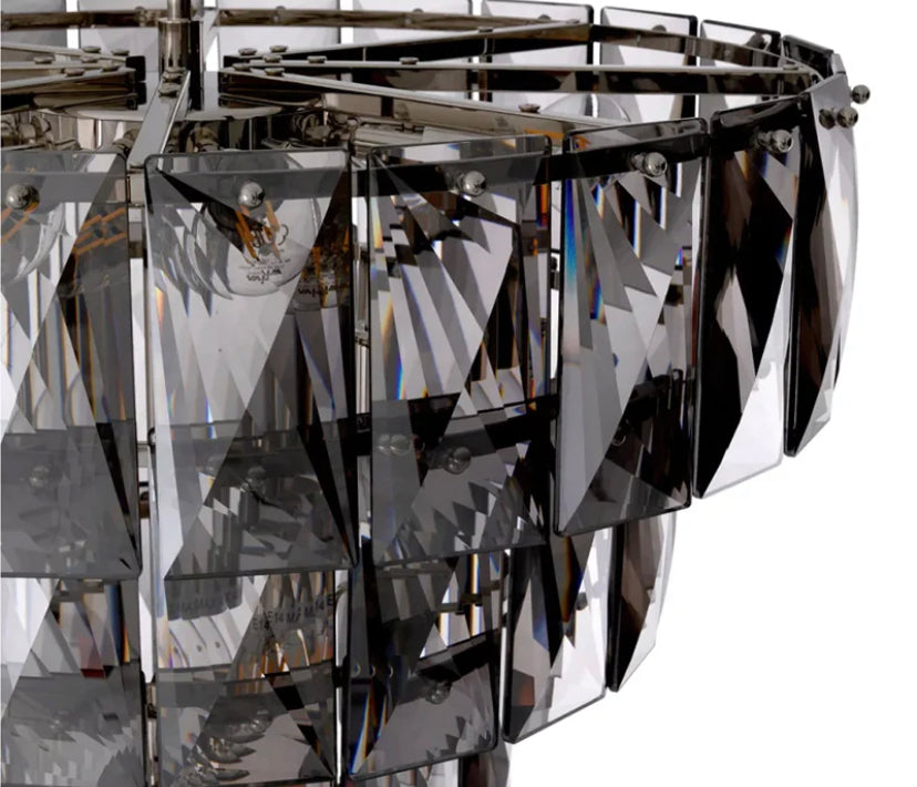 Modern Chandelier Black Smoked Crystal Glass Hanging Dining, Living Room Lights