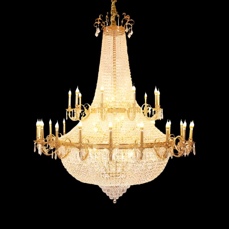 French Antique Chandelier European Brass Foyer Lightings Villa Hallway Living Room Large Crystal Chandelier