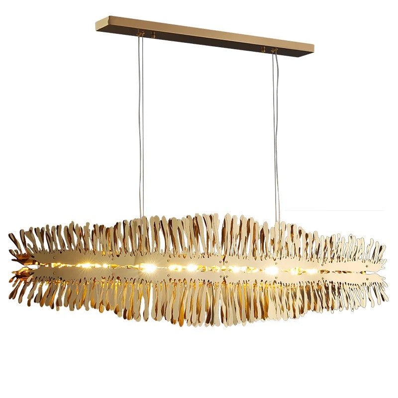 Modern Chandelier Linear Gold, Chrome Dining, Living Room Lights