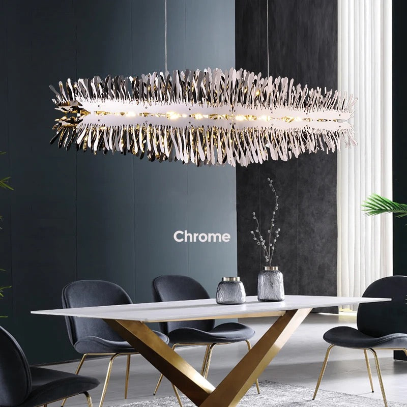 Modern Chandelier Linear Gold, Chrome Dining, Living Room Lights