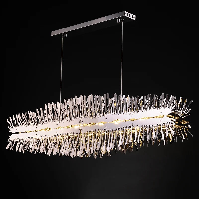 Modern Chandelier Linear Gold, Chrome Dining, Living Room Lights