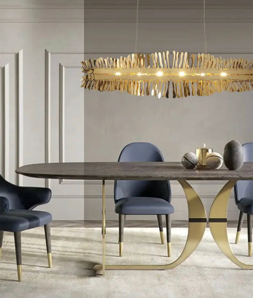 Modern Chandelier Linear Gold, Chrome Dining, Living Room Lights