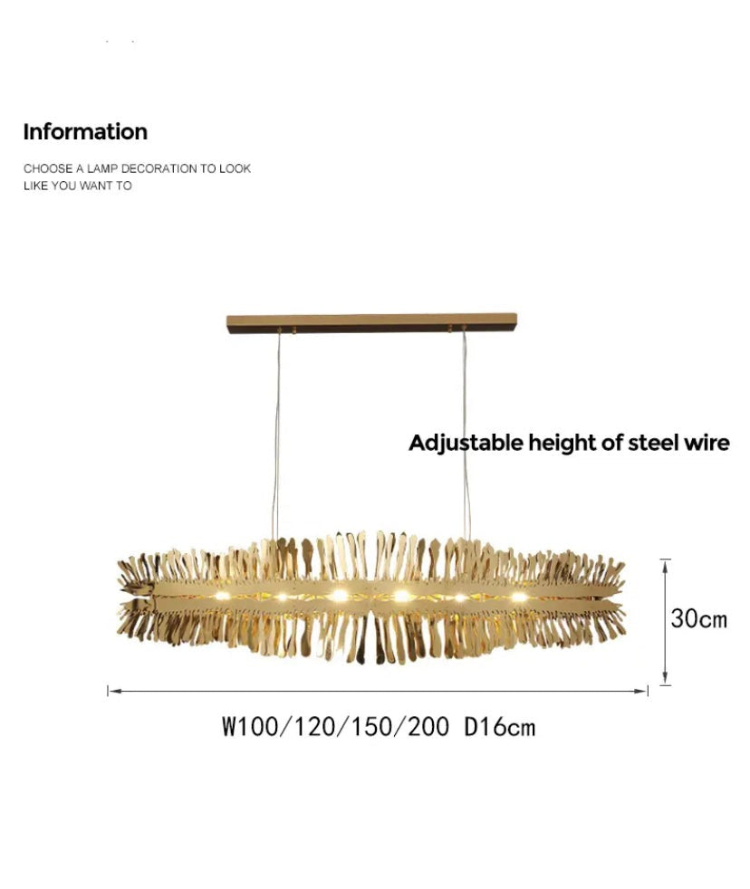 Modern Chandelier Linear Gold, Chrome Dining, Living Room Lights