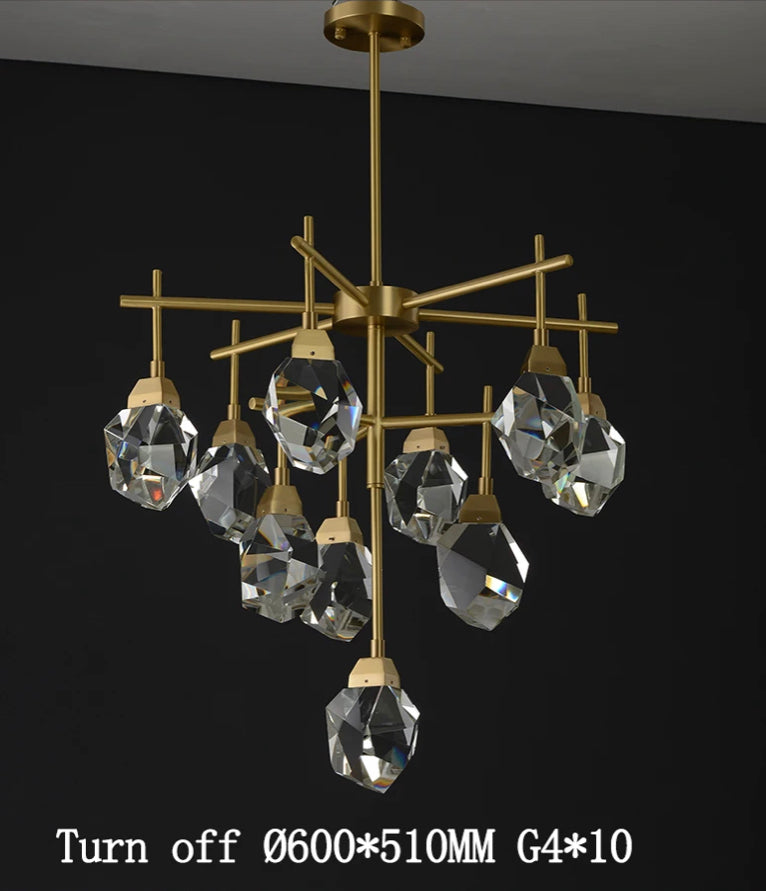 Modern Pendant Light Luxury High Art Deco Copper Crystal Chandelier Home, Living, Dining Room Lights