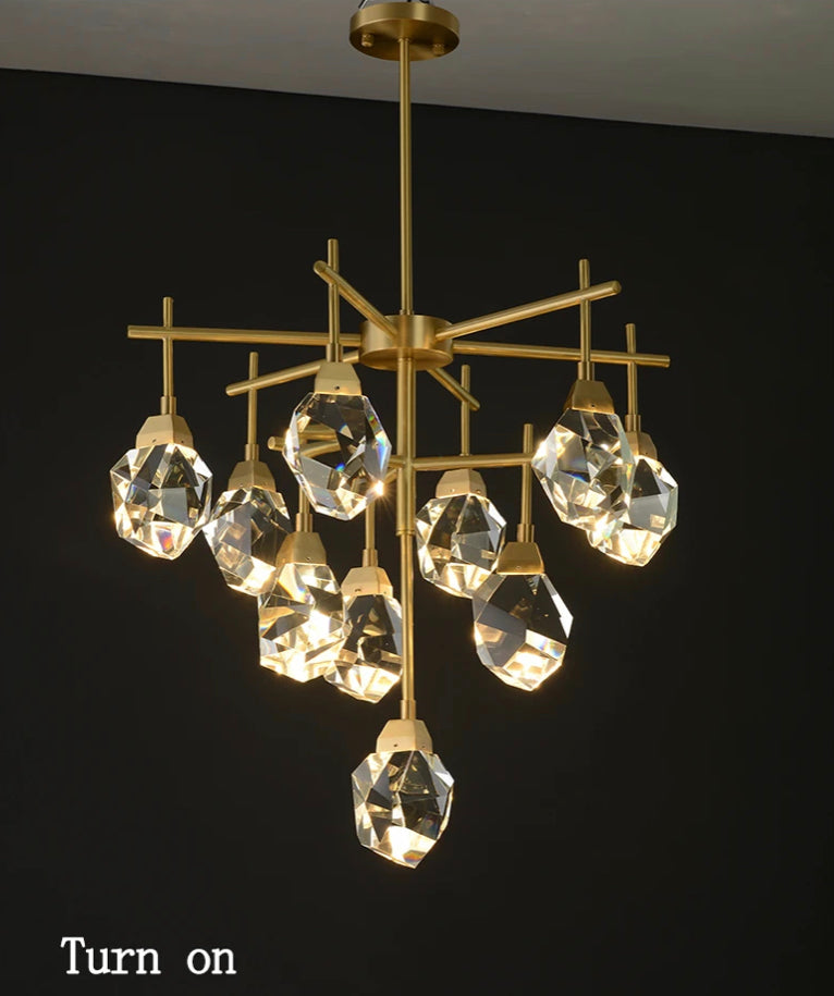 Modern Pendant Light Luxury High Art Deco Copper Crystal Chandelier Home, Living, Dining Room Lights