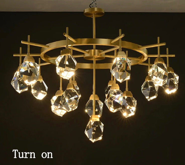 Modern Pendant Light Luxury High Art Deco Copper Crystal Chandelier Home, Living, Dining Room Lights