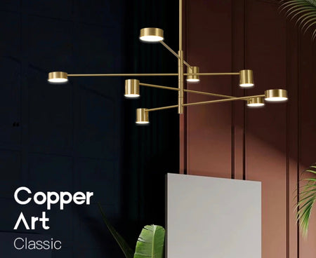 Modern Chandelier Nordic Golden Copper Living, Dining, Bedroom Lights