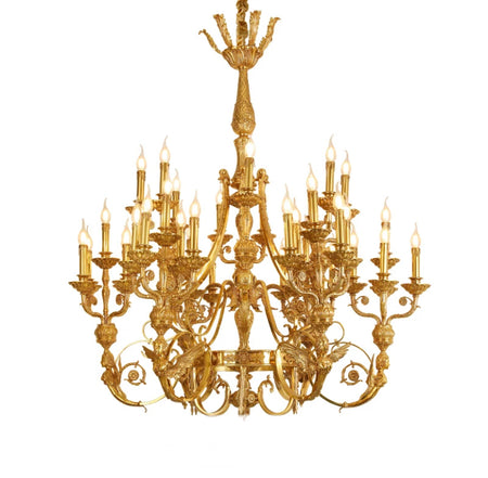 French Luxury Copper Chandelier Indoor Vintage Villa Living Room Lobby Large Chandeliers