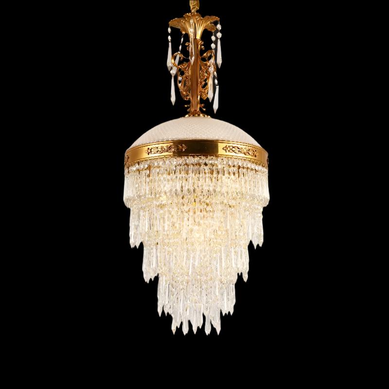 French Antique Style Chandelier Living Room Entrance Lobby Brass Crystal Chandelier Dining Room Pendant Light