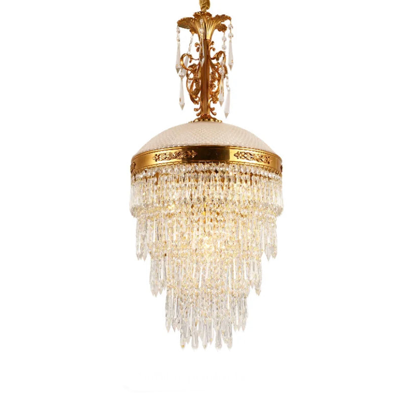 French Antique Style Chandelier Living Room Entrance Lobby Brass Crystal Chandelier Dining Room Pendant Light