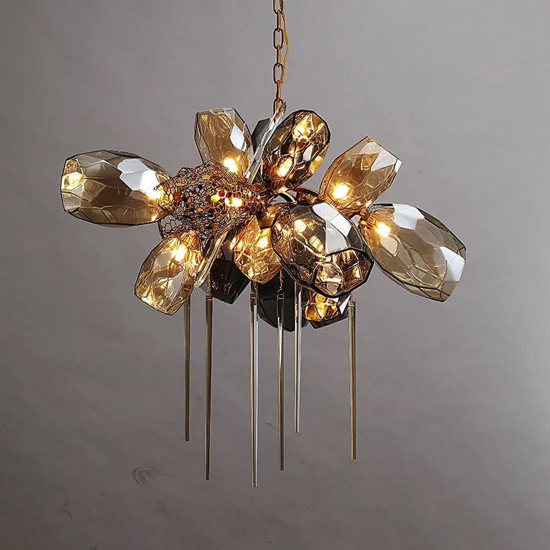 Modern Pendant Light Luxury Calais Large Brass Crystal Murano Glass Hotel, Home Living, Dining Room Lights