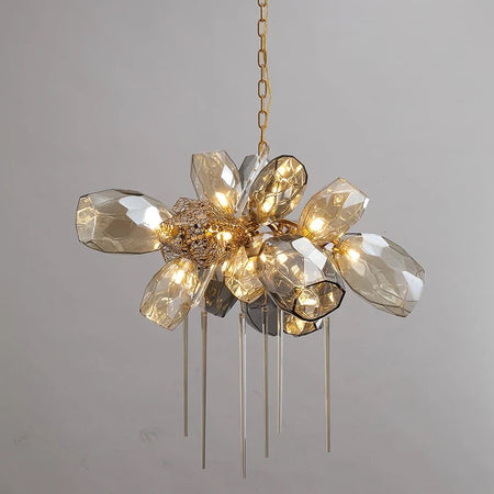 Modern Pendant Light Luxury Calais Large Brass Crystal Murano Glass Hotel, Home Living, Dining Room Lights