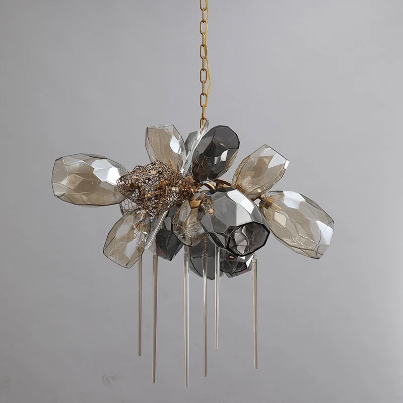 Modern Pendant Light Luxury Calais Large Brass Crystal Murano Glass Hotel, Home Living, Dining Room Lights