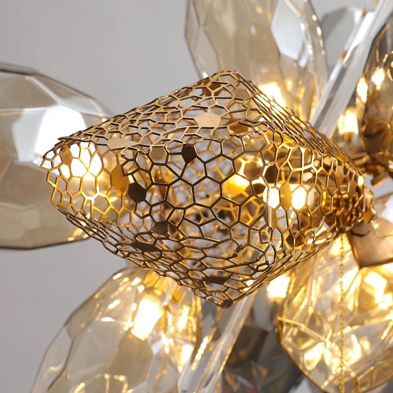 Modern Pendant Light Luxury Calais Large Brass Crystal Murano Glass Hotel, Home Living, Dining Room Lights