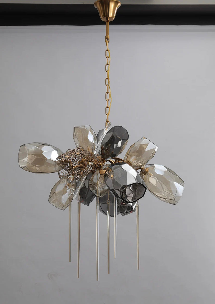 Modern Pendant Light Luxury Calais Large Brass Crystal Murano Glass Hotel, Home Living, Dining Room Lights