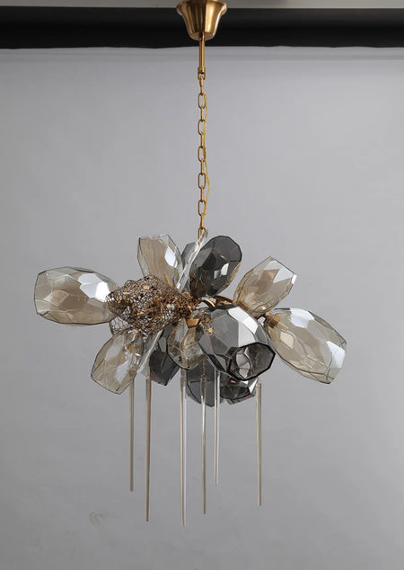 Modern Pendant Light Luxury Calais Large Brass Crystal Murano Glass Hotel, Home Living, Dining Room Lights