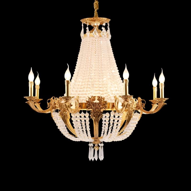 French Dome Villa Living Room Chandelier Luxury Brass Crystal Light European Hall Hanging Boho Chandelier