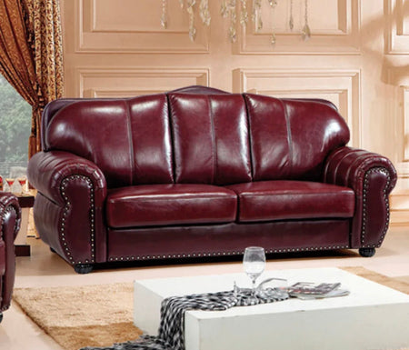 3+2+1 Sofa Set Latest Design Dark Red Leather Sofa Living Room Salon Sofas