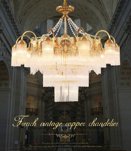 Vintage Chandelier Vatican Style Brass Classic Pendant Light Hanging Lights Foyer Crystal Chandelier