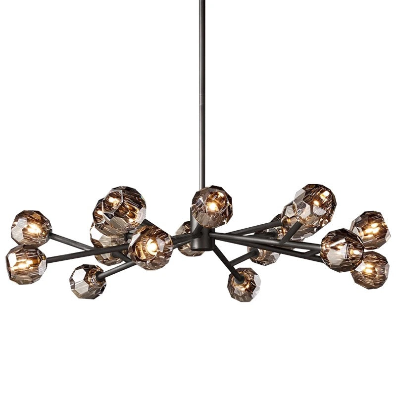 Modern Chandelier Luxury K9 Black Crystal Ball Pendant Light for Living, Dining Room