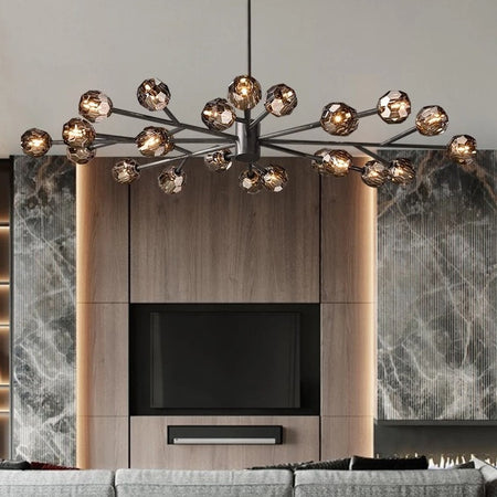 Modern Chandelier Luxury K9 Black Crystal Ball Pendant Light for Living, Dining Room