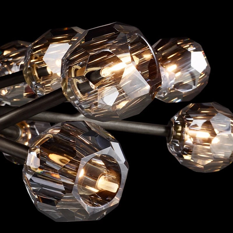 Modern Chandelier Luxury K9 Black Crystal Ball Pendant Light for Living, Dining Room