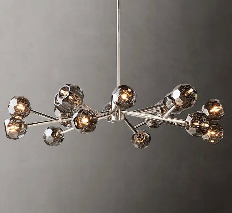 Modern Chandelier Luxury K9 Black Crystal Ball Pendant Light for Living, Dining Room